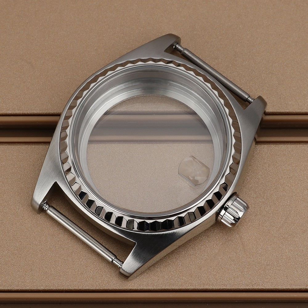 38.5mm NH34 Watch Case with Fluted Bezel Date 316L Steel For Seiko NH34 35 36 38