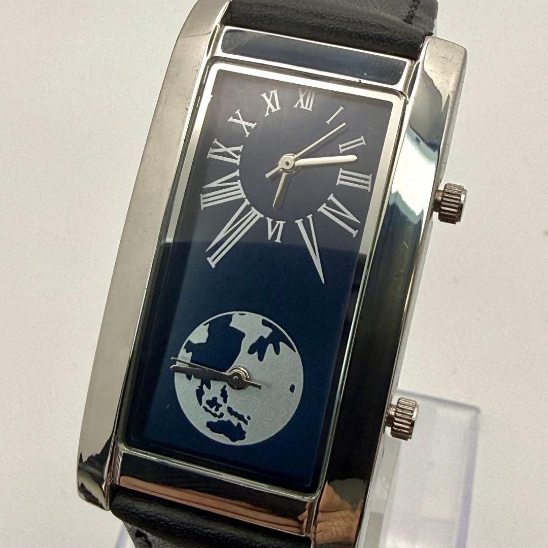 Orient Vintage Dual Time World Map Black Watch Japan Quartz 0712070