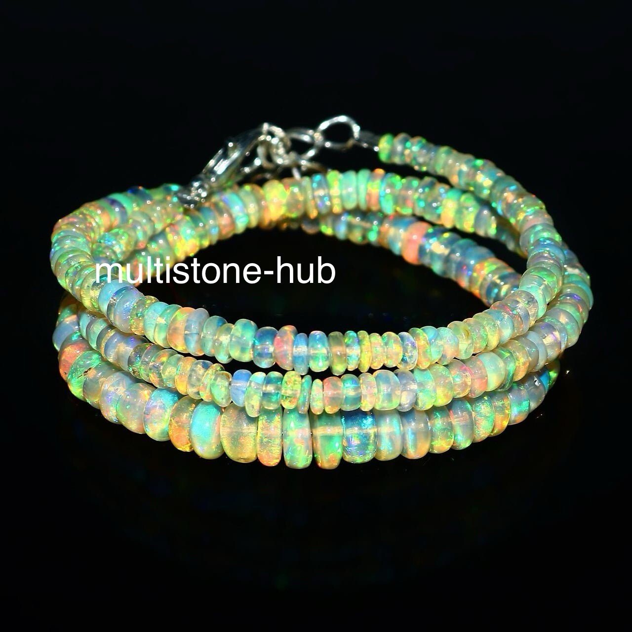 Natural Ethiopian Welo Fire Opal Rondelle Beads Gemstone Necklace 16 Inches