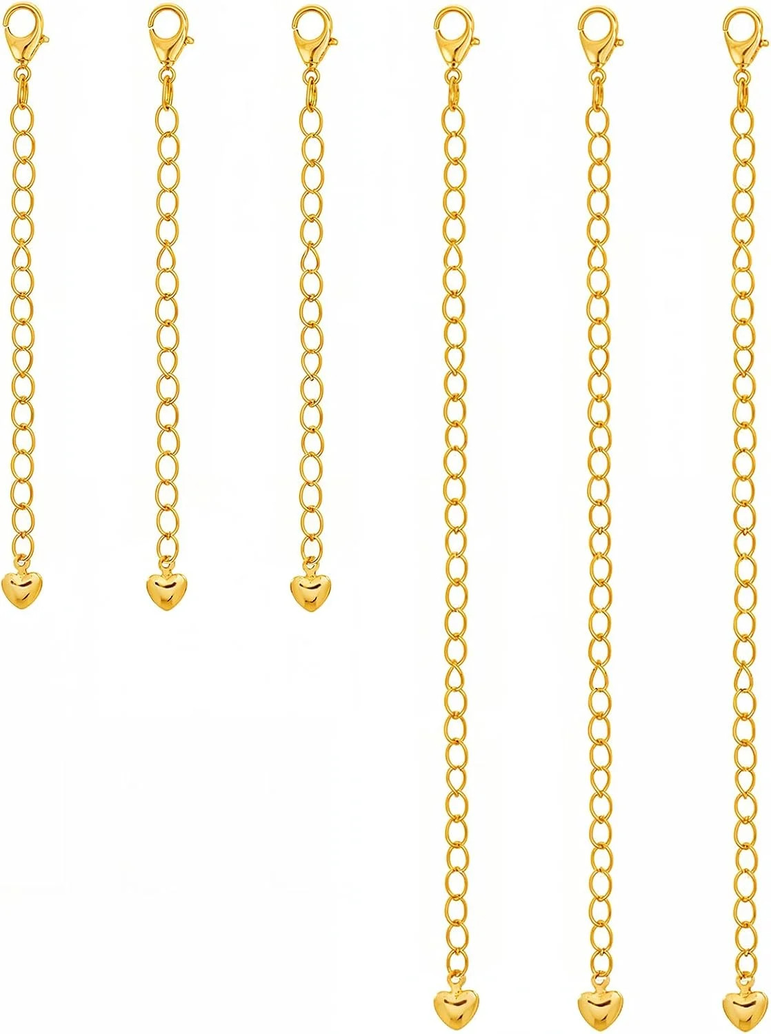6 Pcs Gold Necklace Extenders for Women Non Tarnish Gold Bracelet Chain Extender