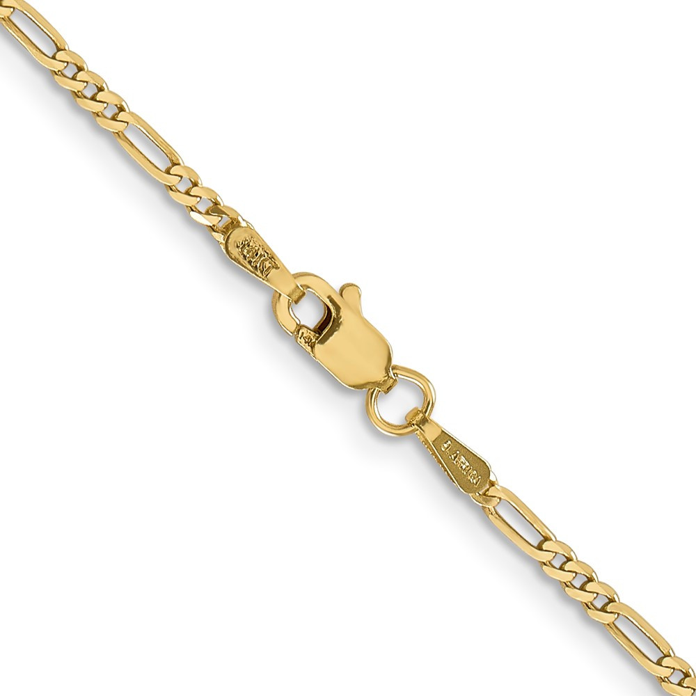 14k Yellow Gold 1.80mm Flat Figaro Link Chain Necklace 18 Inch