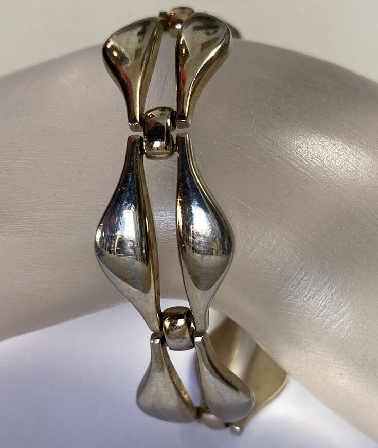 Monet Midcentury Space Age Link Bracelet with Safety Chain 7”