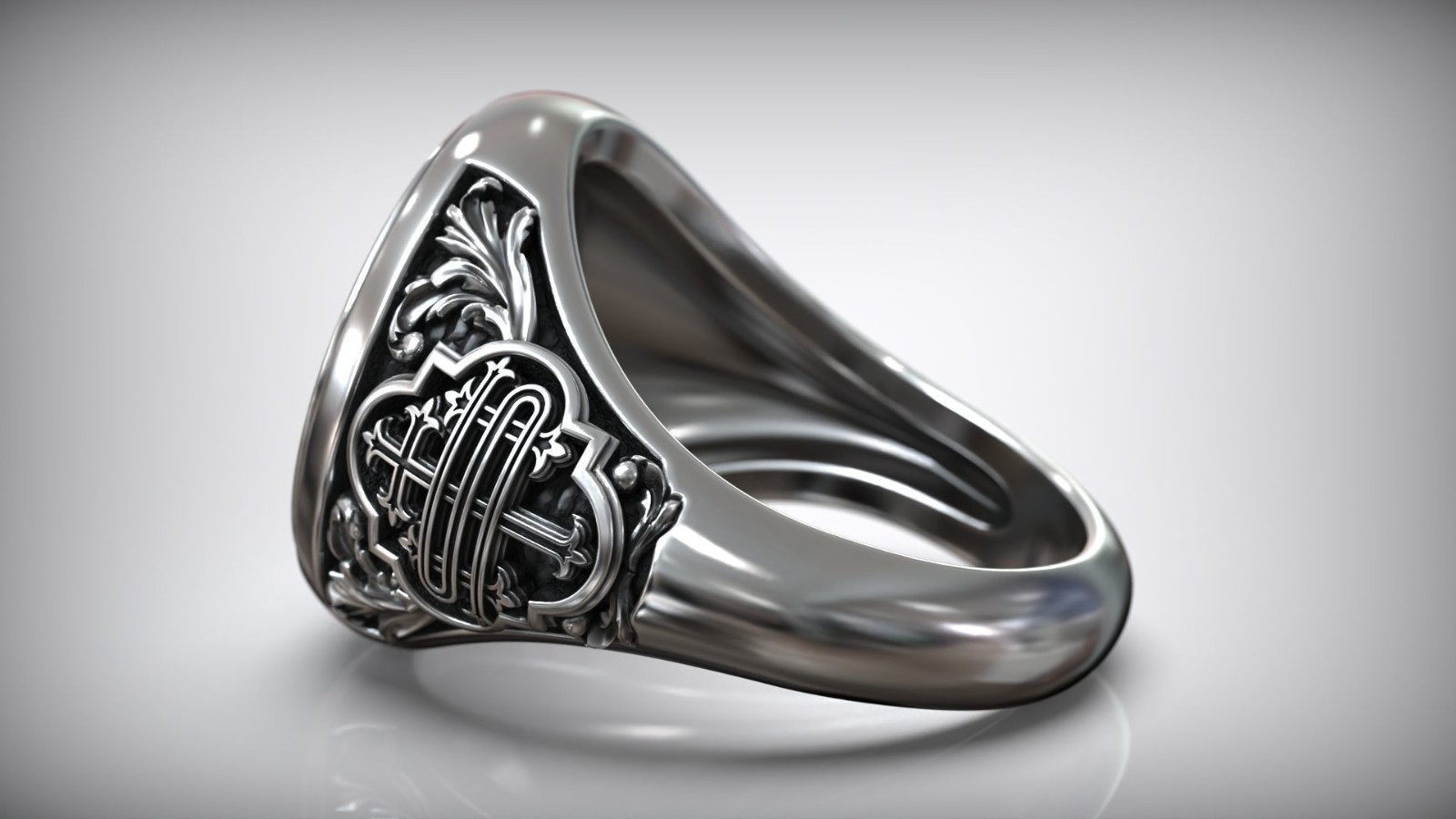 Oxidized Men’s Jesus Christ Christogram Symbol Sacred Christian 925 Silver Rings