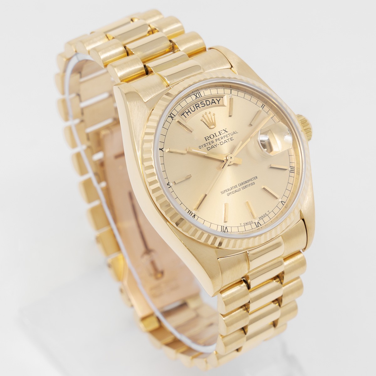 Rolex Day-Date 36 18038 Wristwatch, Yellow Gold, Champagne Dial, President Br…