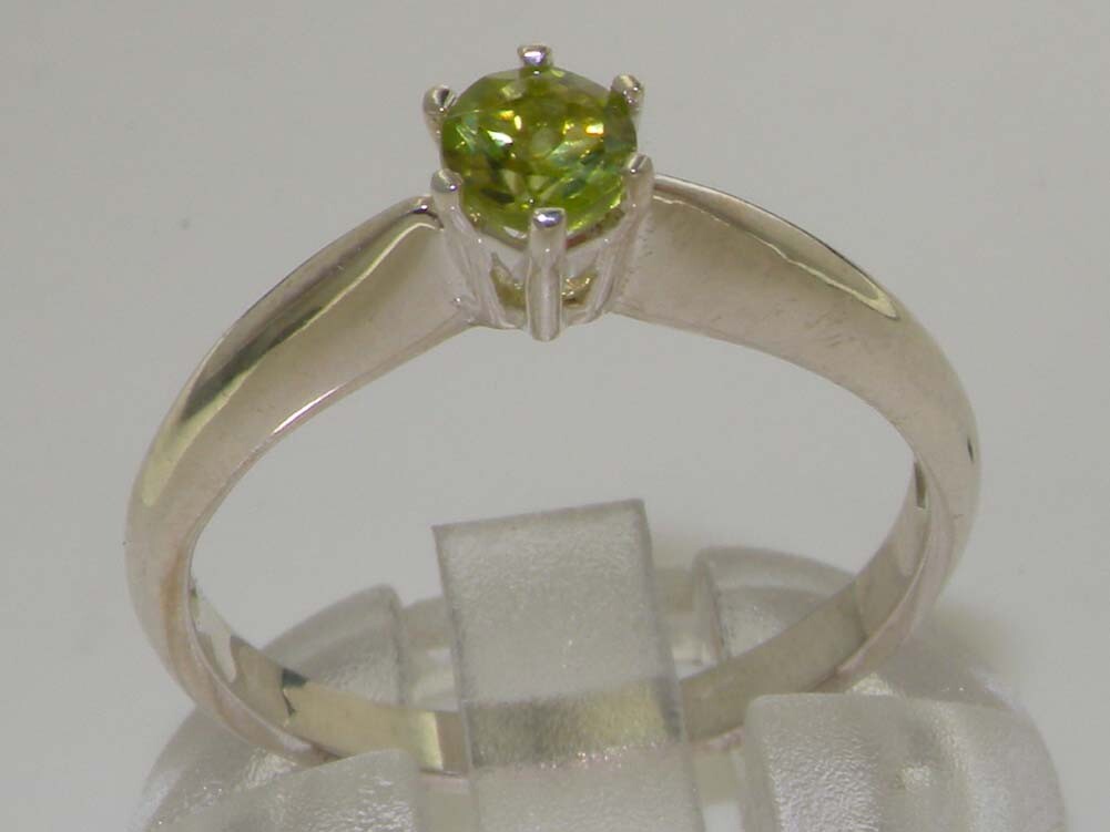925 Sterling Silver Natural Peridot Womens Solitaire Ring – Sizes 4 to 12