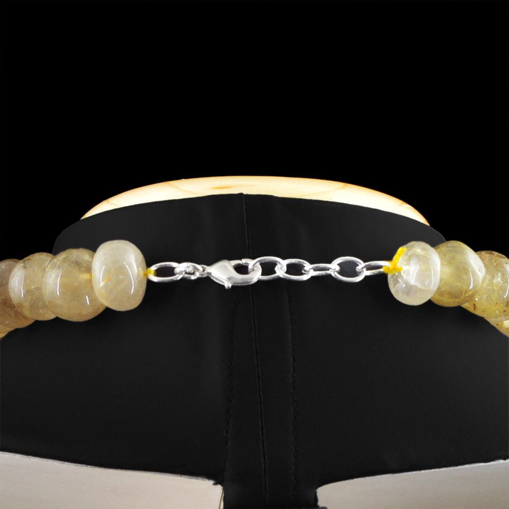 629.00 Cts Natural Golden Rutile Quartz Round Shape Unheated Beads Necklace (RS)