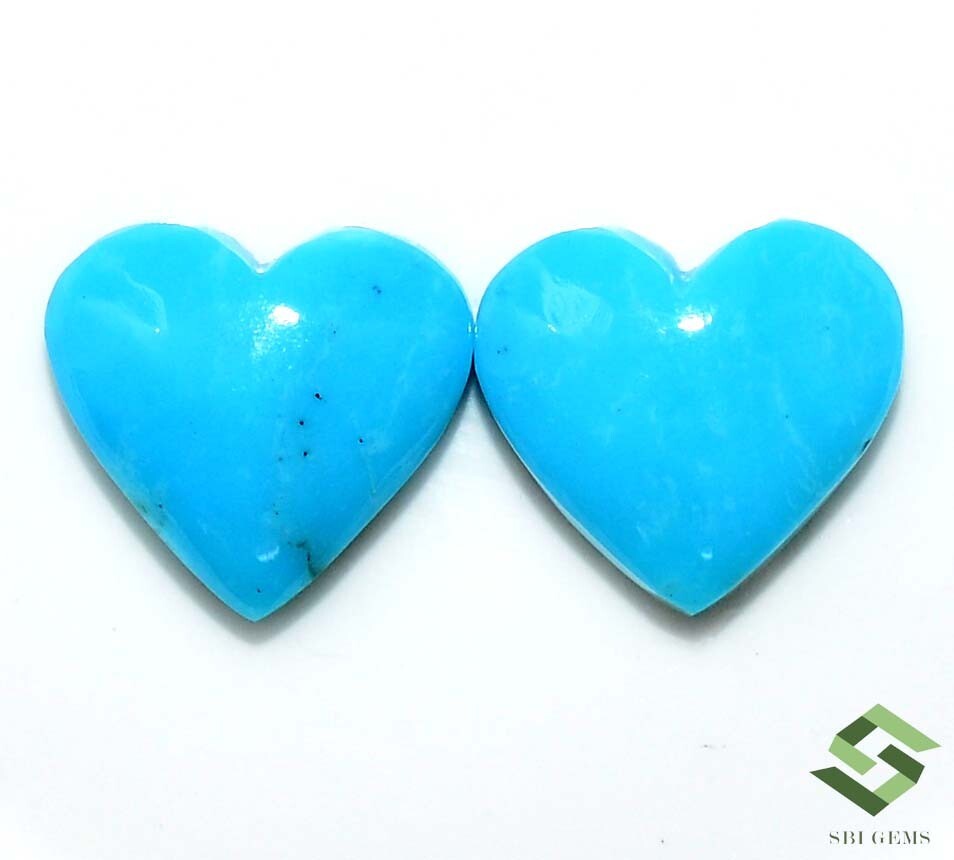 10×10 mm Natural Turquoise Heart Shape Cabochon Pair 4.94 CTS Loose Gemstones