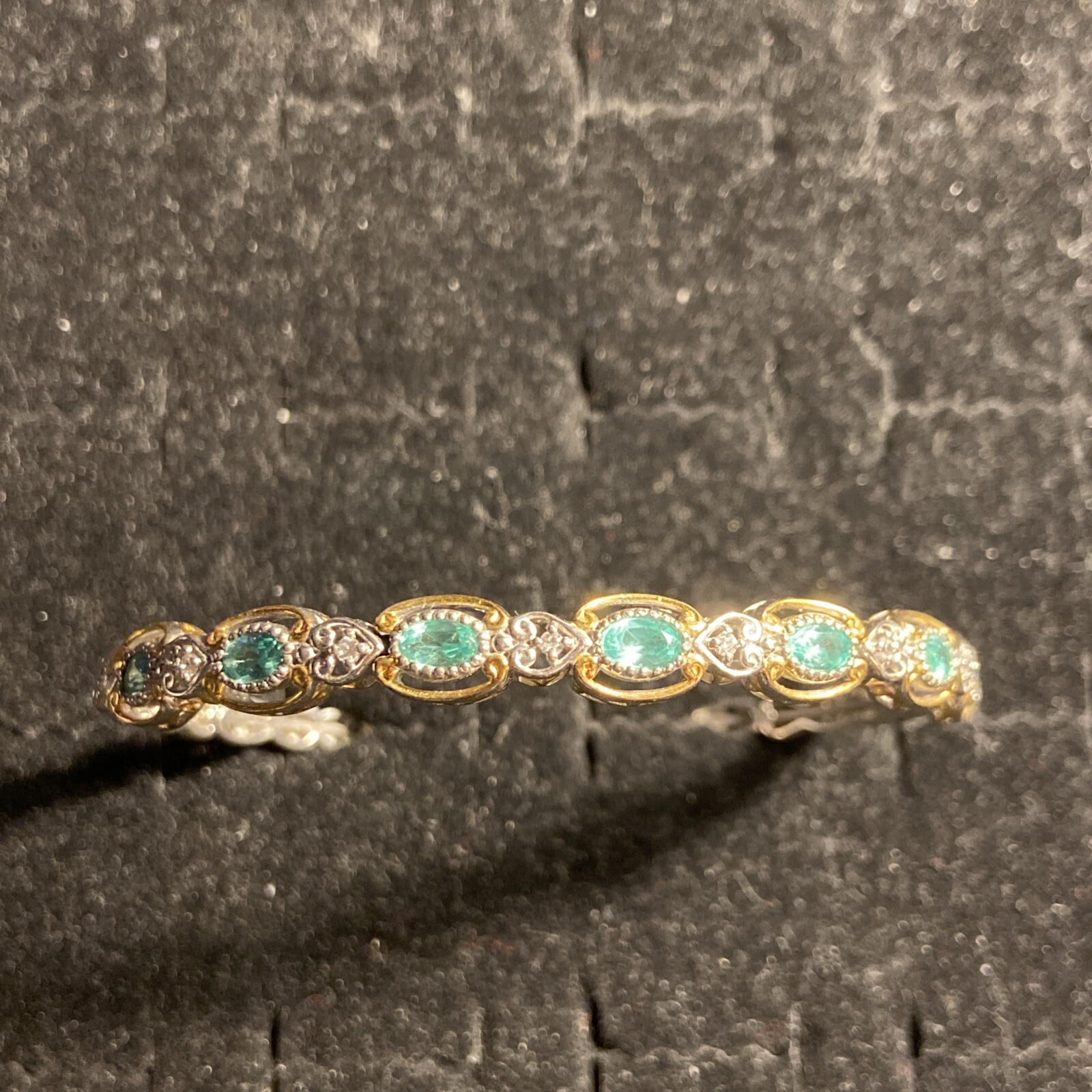 Gems en Vogue 4.82ctw Dauphin Apatite & White Zircon Bangle Bracelet