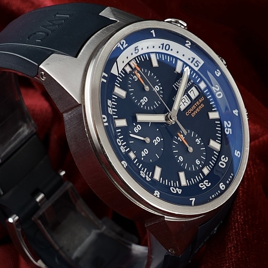 IWC Aquatimer Chronograph – 44mm Cousteau IW378201 – Blue Dial – Wood Inlay
