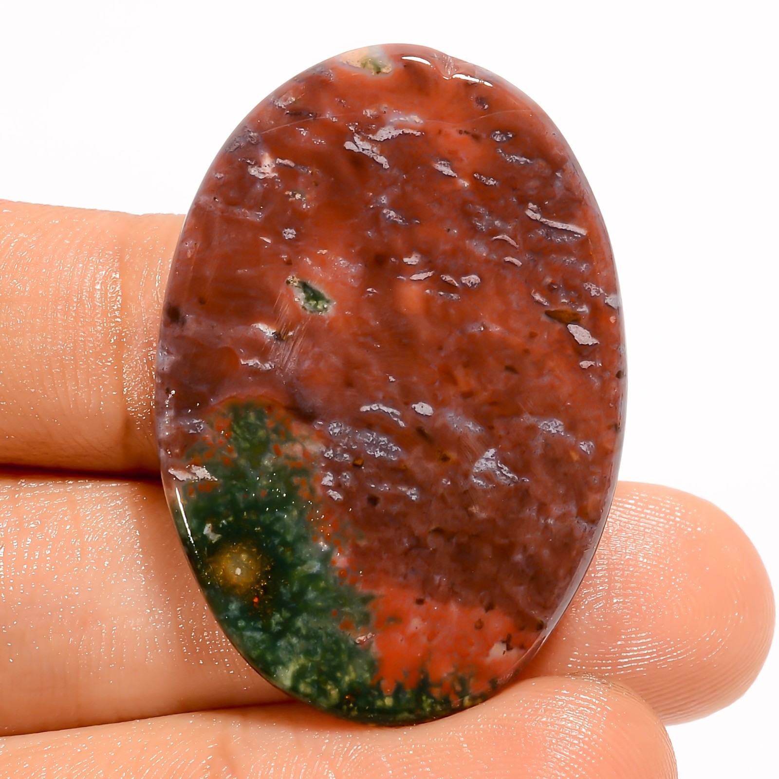 41 Ct Natural Bloodstone Oval Cabochon Loose Gemstone For Jewelry 36X25X5 mm