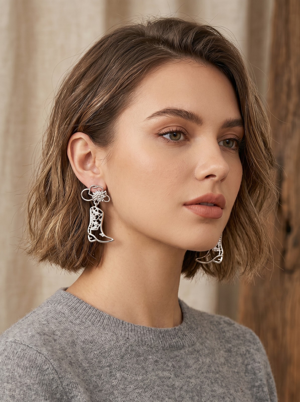 2pcs Western Cowboy Hollow Boot Earrings Unique For Daily Wear And Festivals