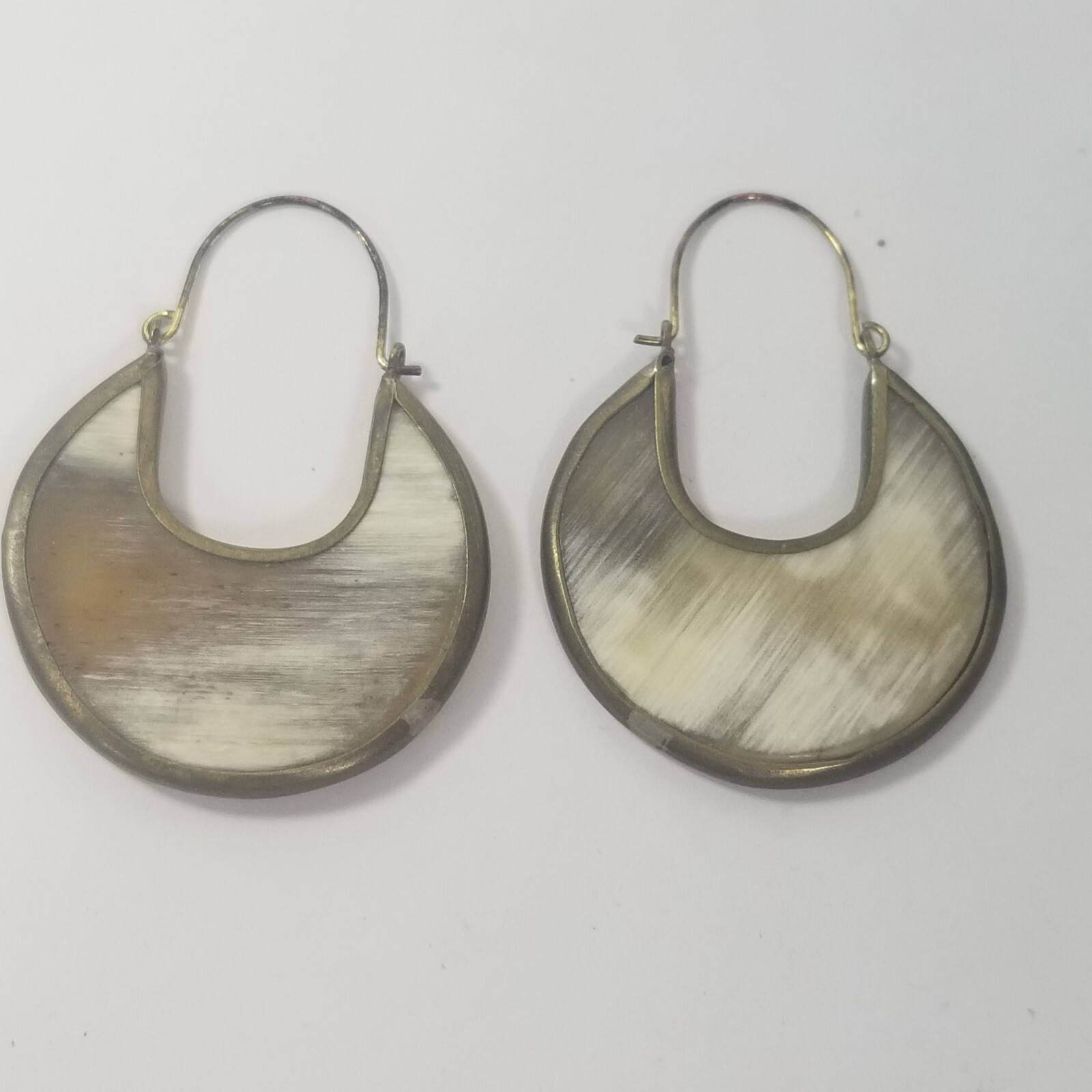 Vintage Boho Gold Tone See Through White Clear Hoop Dangle Earrings