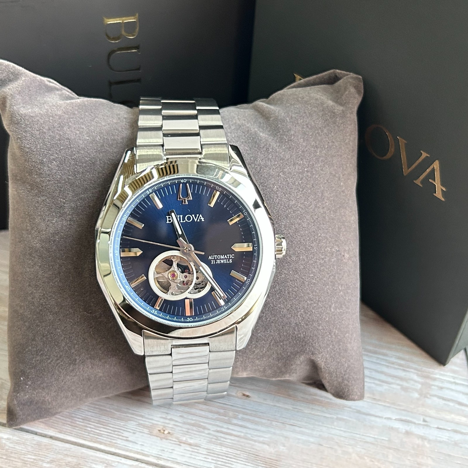Bulova Surveyor 96A275 Blue Dial Automatic Stainless Steel Men’s Watch New 42mm