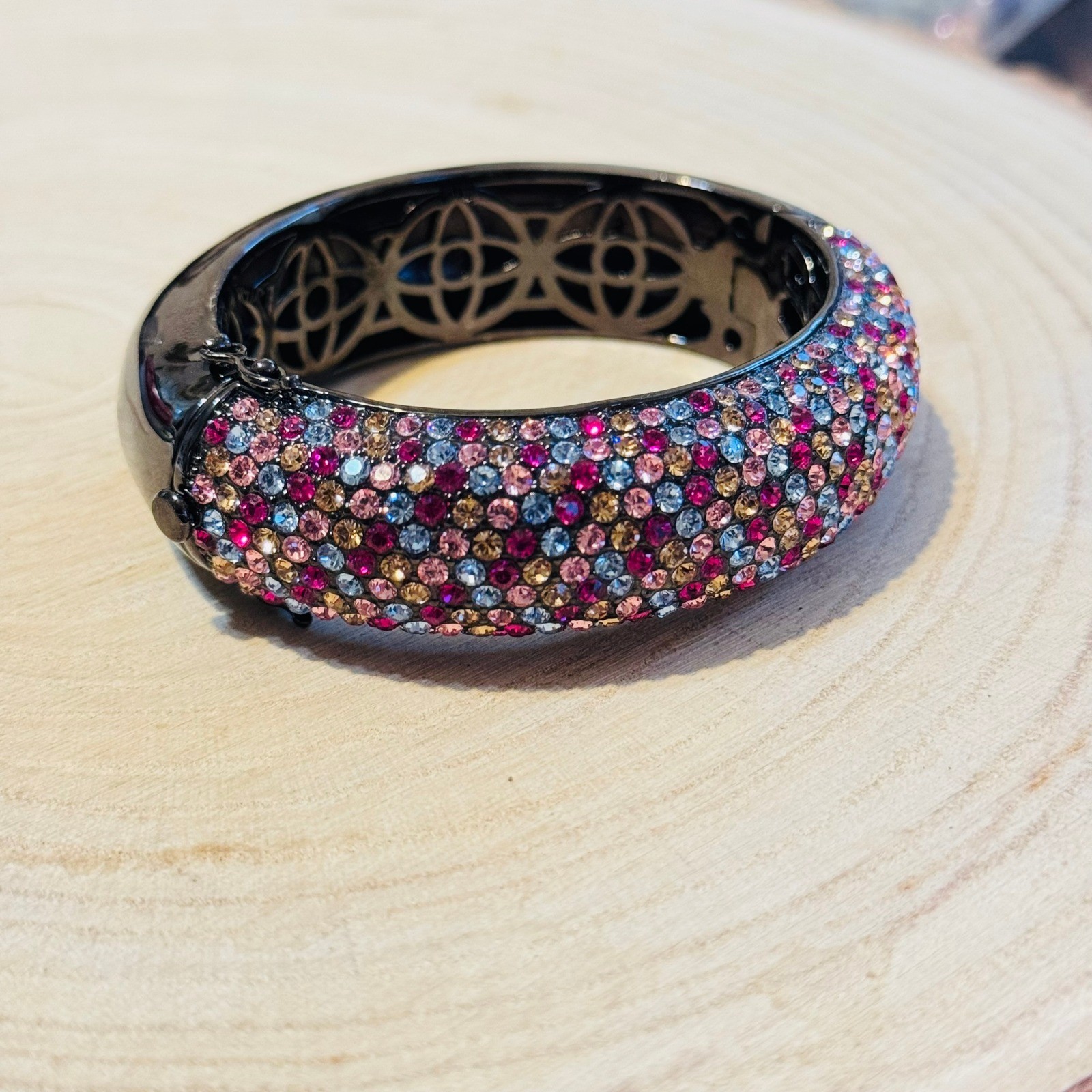 Joan Boyce Pave B Bangle Bracelet Crystal jeweled colorful pastels Statement