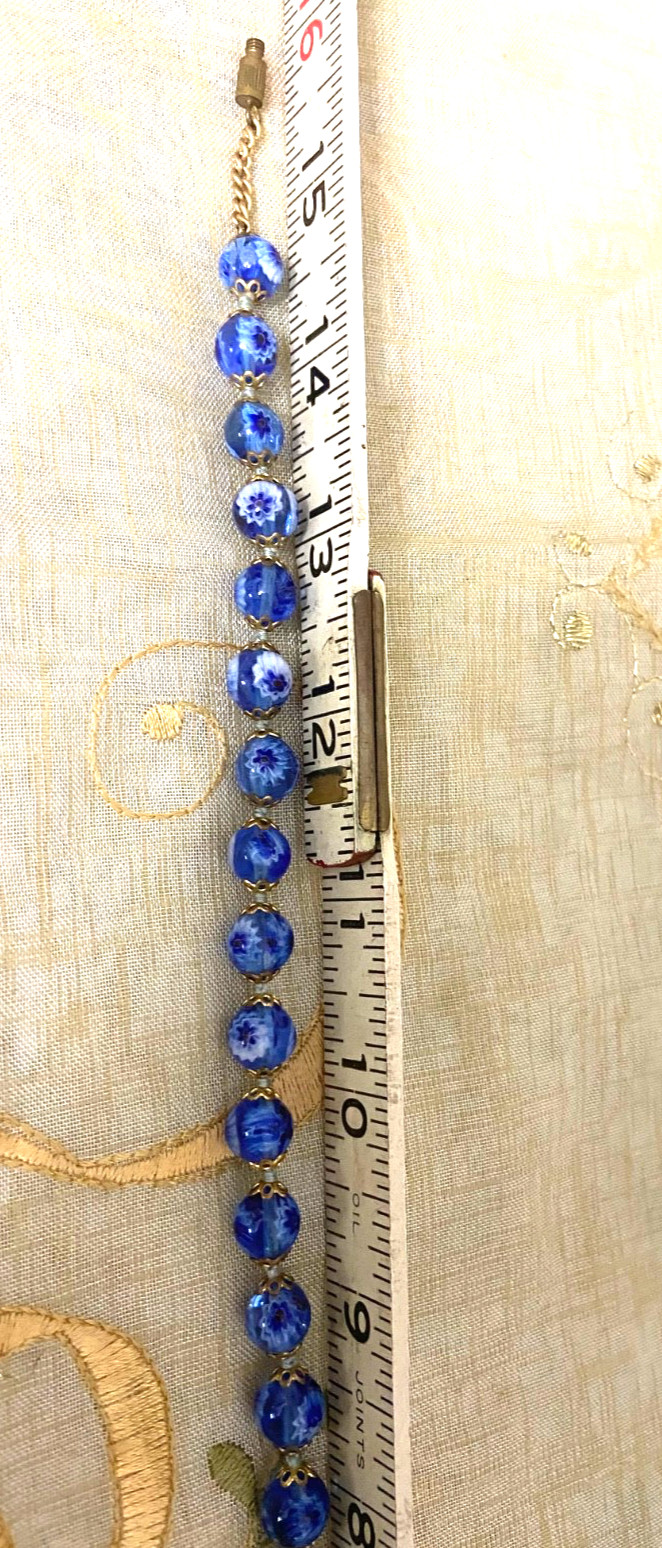 Handmade Venetian (Murano) lampworks art glass beads, blue & white approx. 8mm