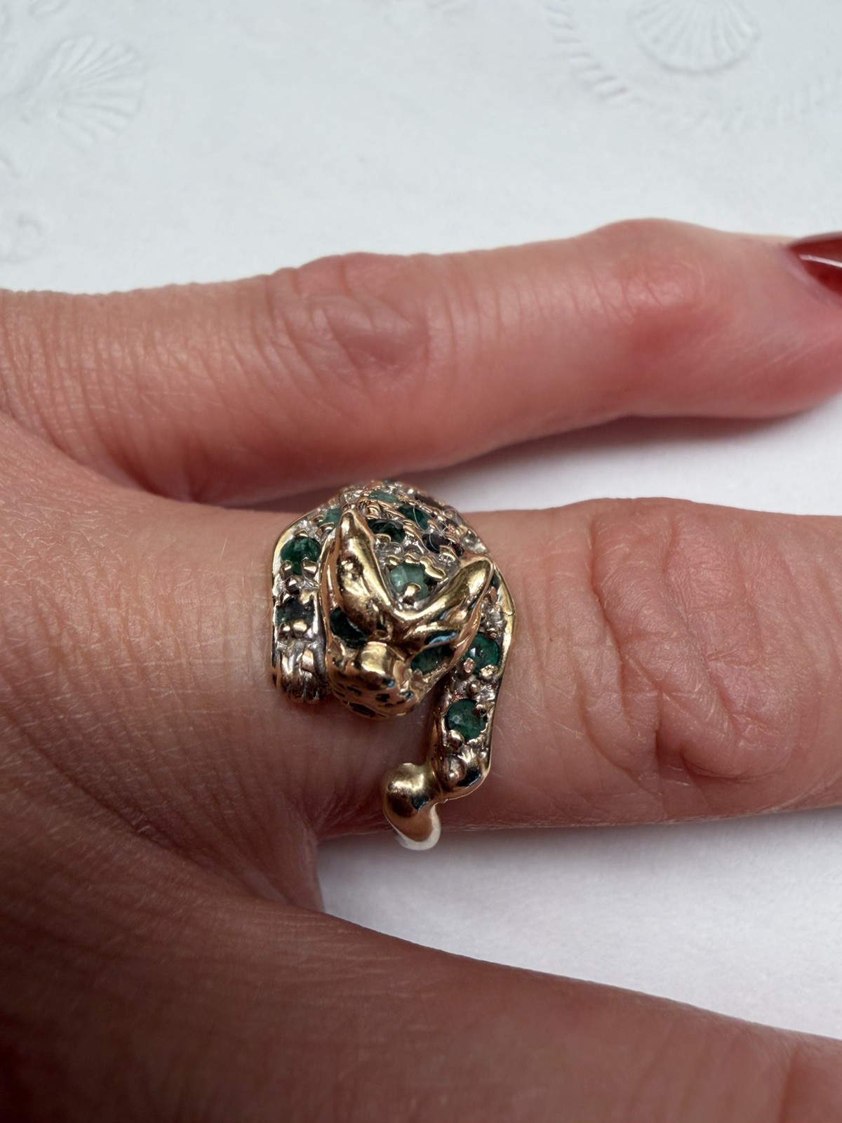 14K YG LADIES PANTHER RING W/ COLORED STONES SZ 7 3.29 grams (AI-3152)