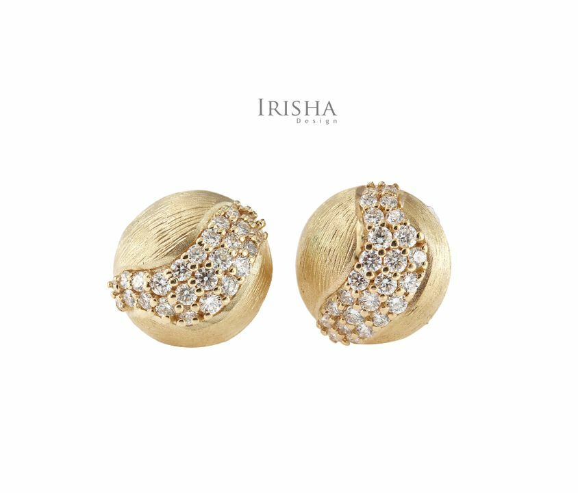 0.40 Ct. Genuine Diamond Unique Brush Texture Studs Earring in 14K Gold