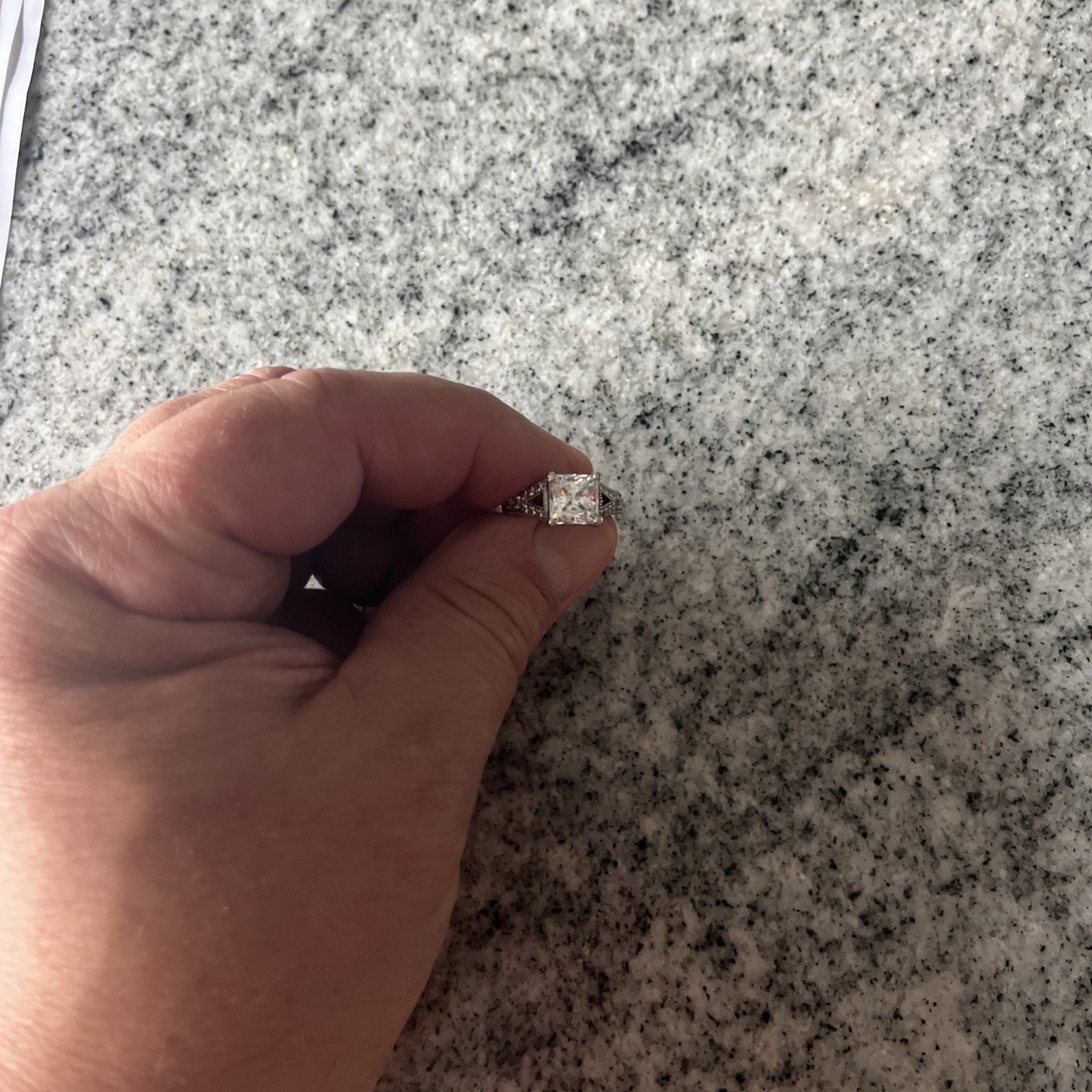 Diamond Nexus Valencia 3.01 Carat Princess Cut Palladium Size 5.5 Ring