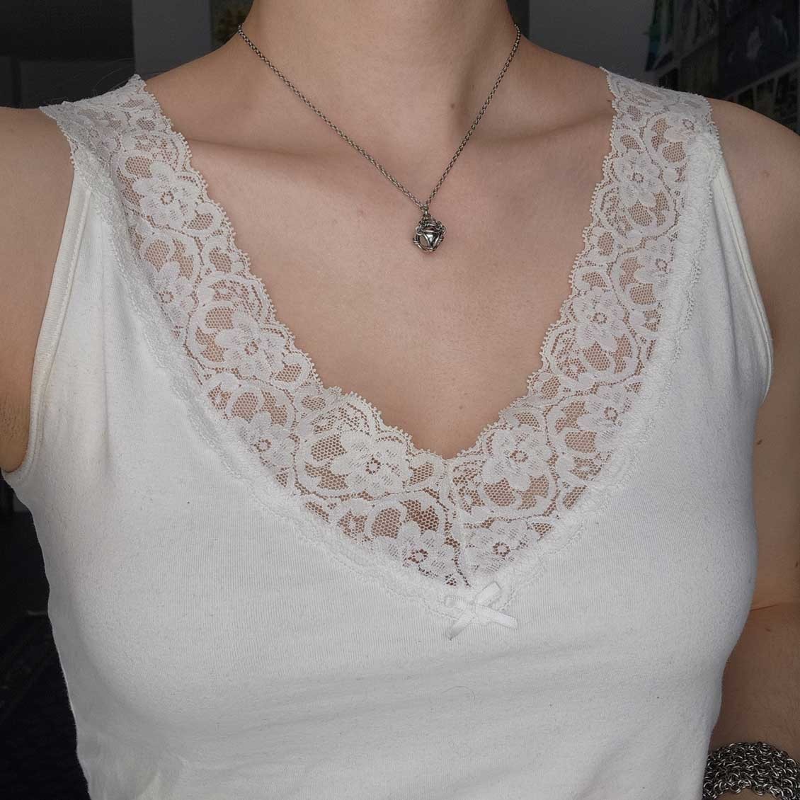 Vintage small silver stainless steel necklace