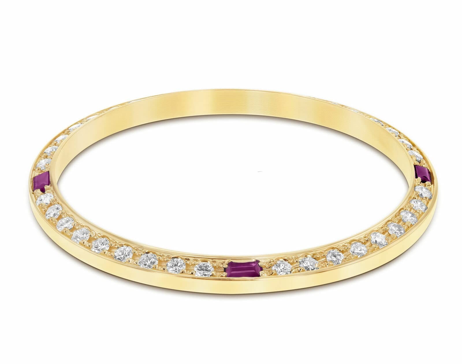 1CT BEAD SET PAVE MOISSANITE BEZEL 18KY FITS WITH ROLEX DATEJUST WITH 4 RUBY