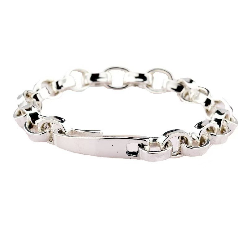 Pure S925 Sterling Silver Chain 8mm Square O Link Bracelet 34-36g 8.26inch