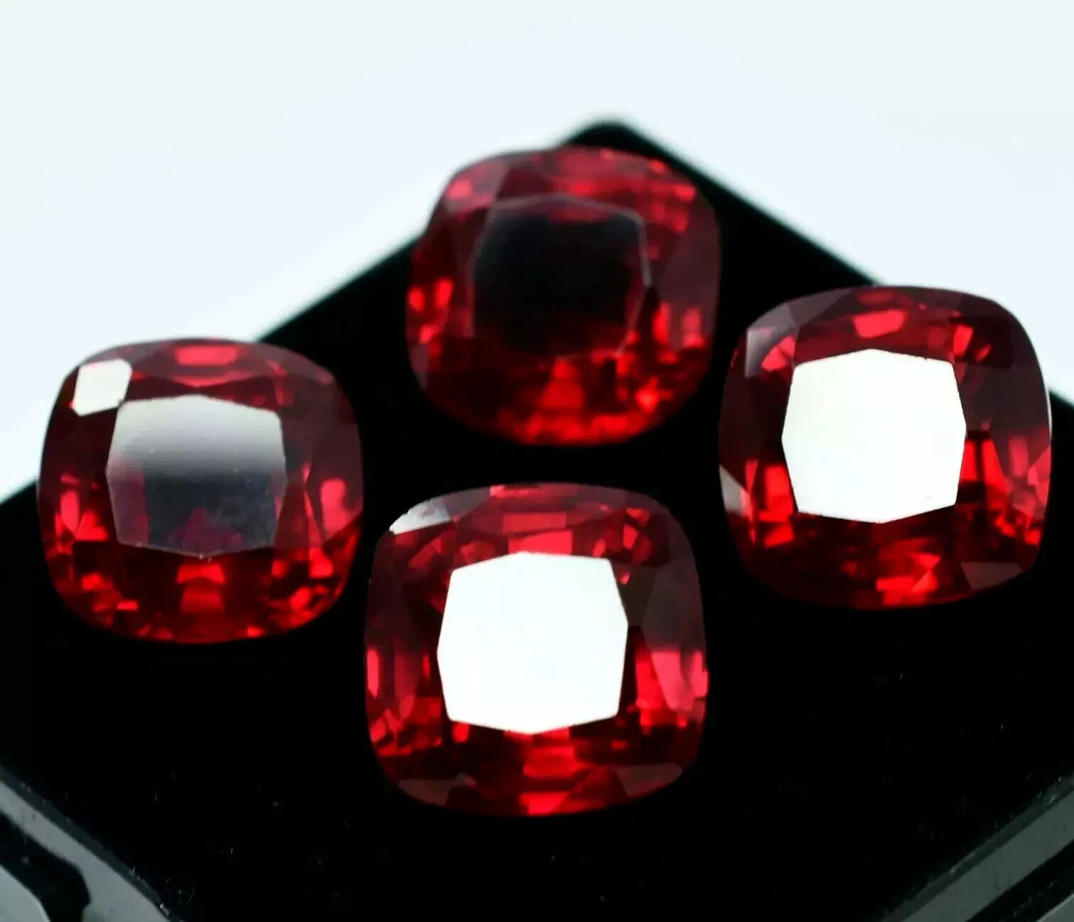 40 Ct+ 4 Pcs Natural Certified Myanmar Burma Red Ruby Cushion Loose Gemstone