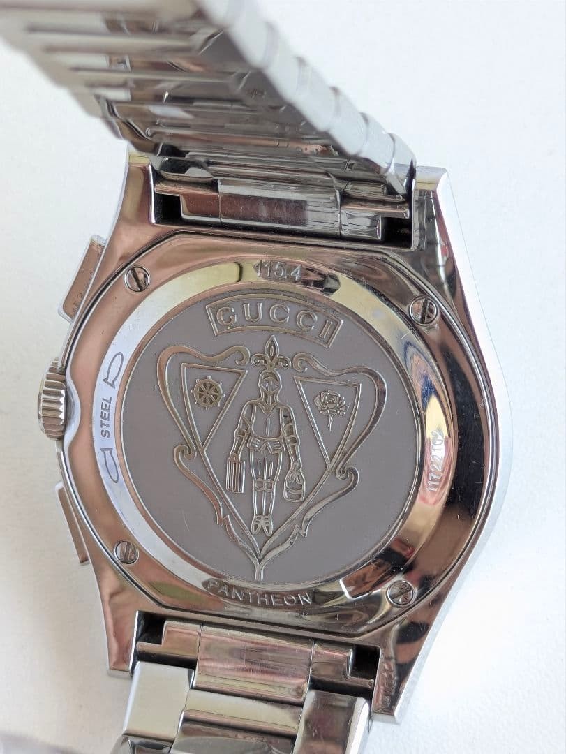 Gucci Pantheon Chronograph Watch Silver Battery Dead From Japan