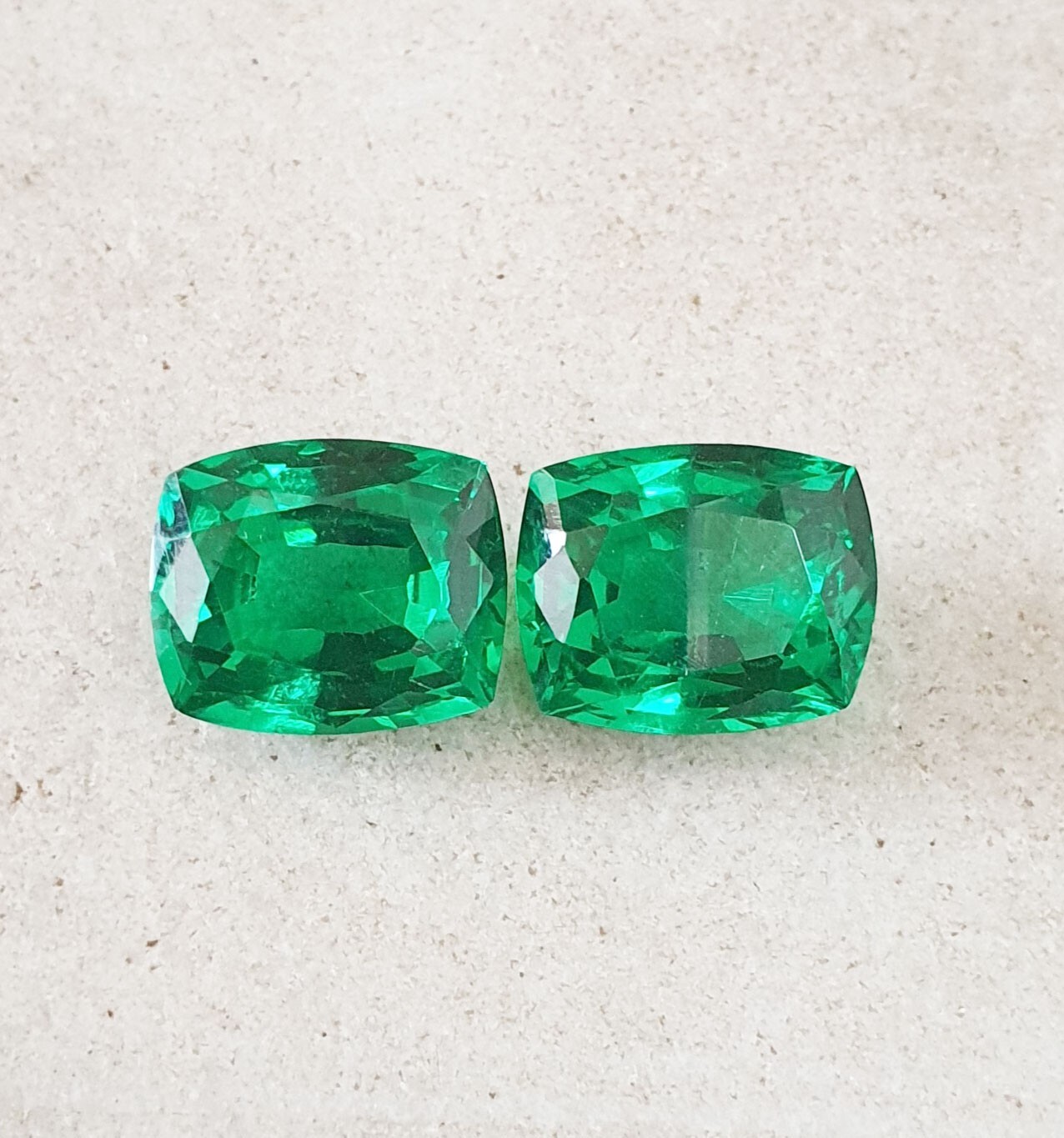 19.56 Ct Lovely Green Zambian Emerald Matching Pair Cushion Cut AAA Loose Gems