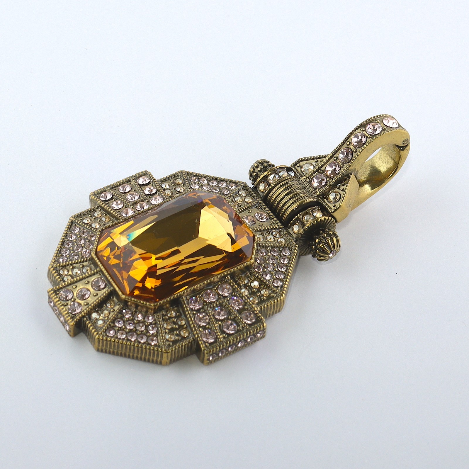 Heidi Daus Large Faux Citrine Rhinestone Pendant
