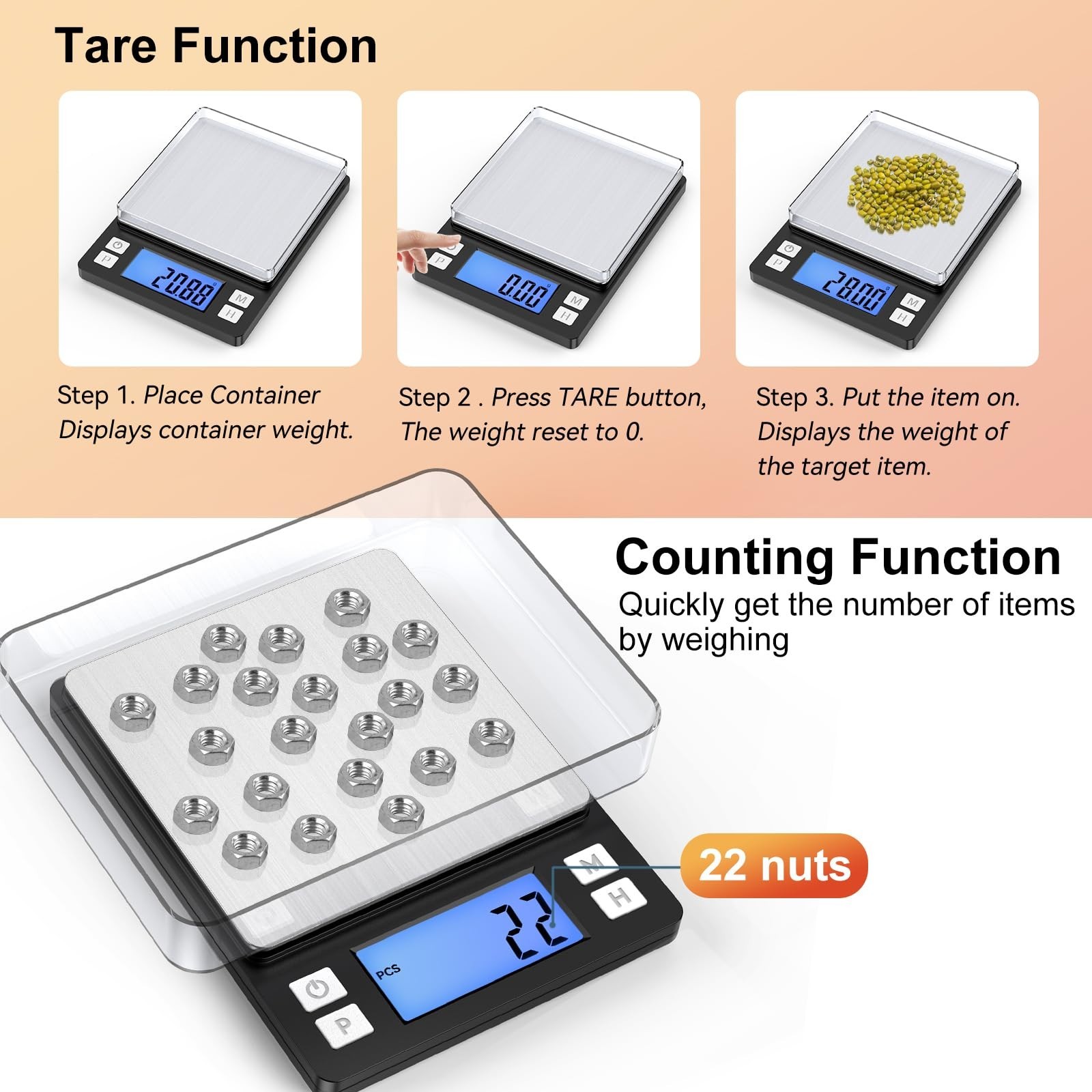 Digital Gram Scale 0.01g Precision Jewelry Scale, USB Rechargeable, 1kg Capacity