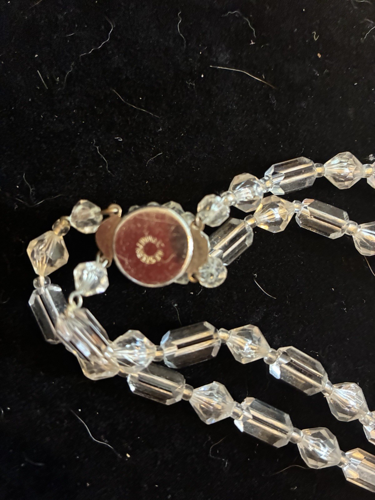 Vintage Crystal Bicone Bead Double Strand Western Germany Necklace Barrel Clasp