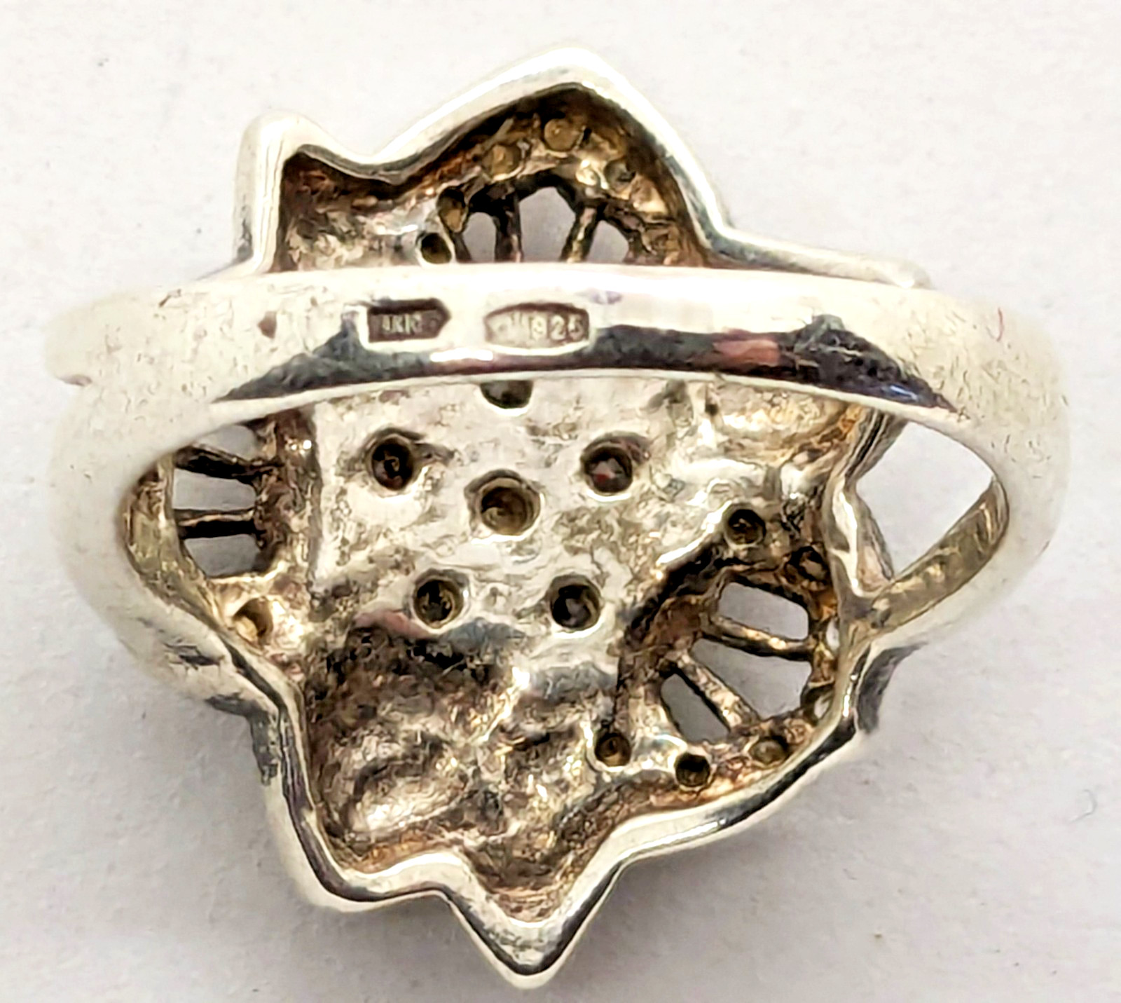 Vintage Luxury RING Silver 925 FLOWER with Bright Stones-size: 8US (17.7mm)| #14