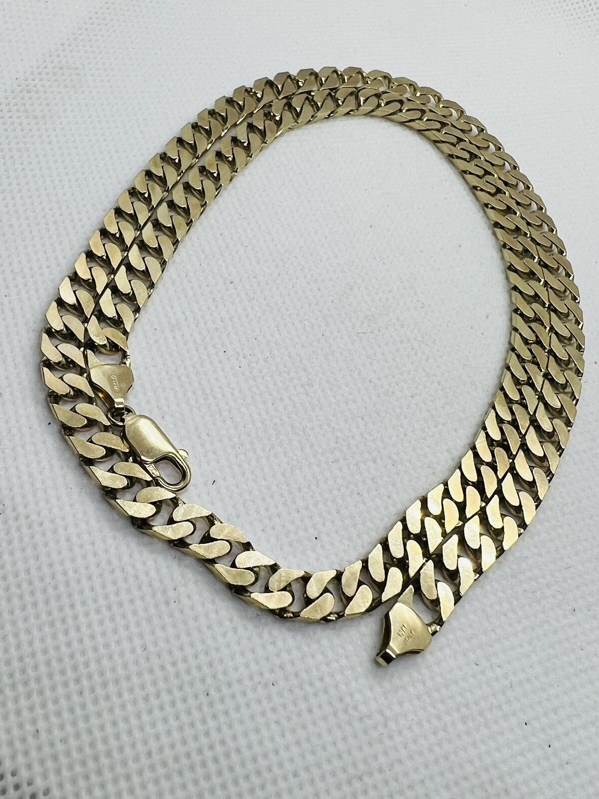 Gold Flat Curb Chain Necklace, 22”,6.5mm Wide,2mm Thick,Heavy 43.5 Grams, 10K YG