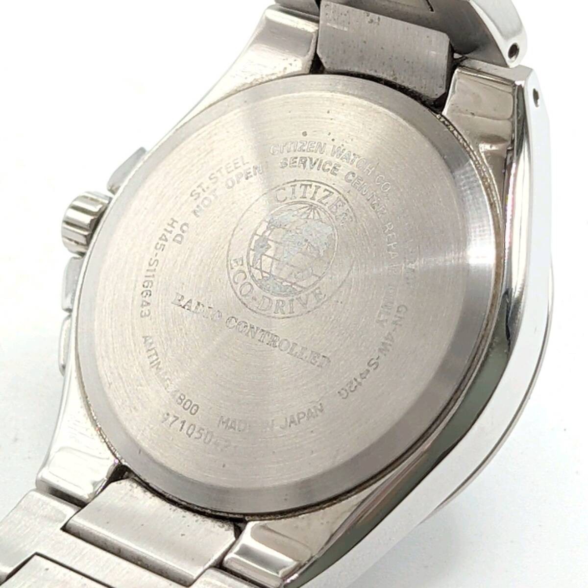 CITIZEN Eco Drive H145 S116643 Watch Solar Men’s Round Silver Date Y2K 00S CITIZ