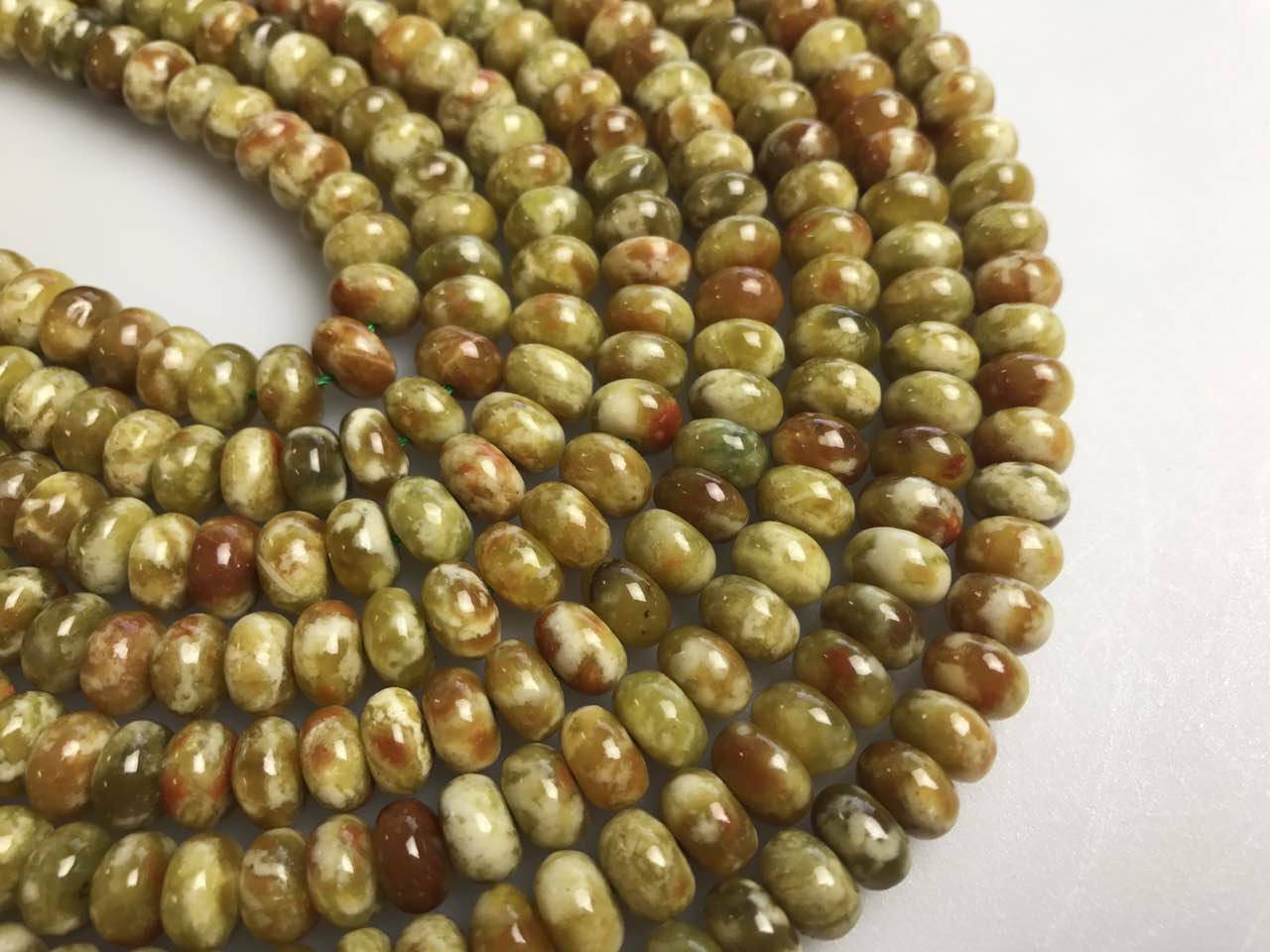 Blood Serpentine Jade Smooth Rondelle Beads 4mm 6mm 8mm 10mm 15.5″ Strd