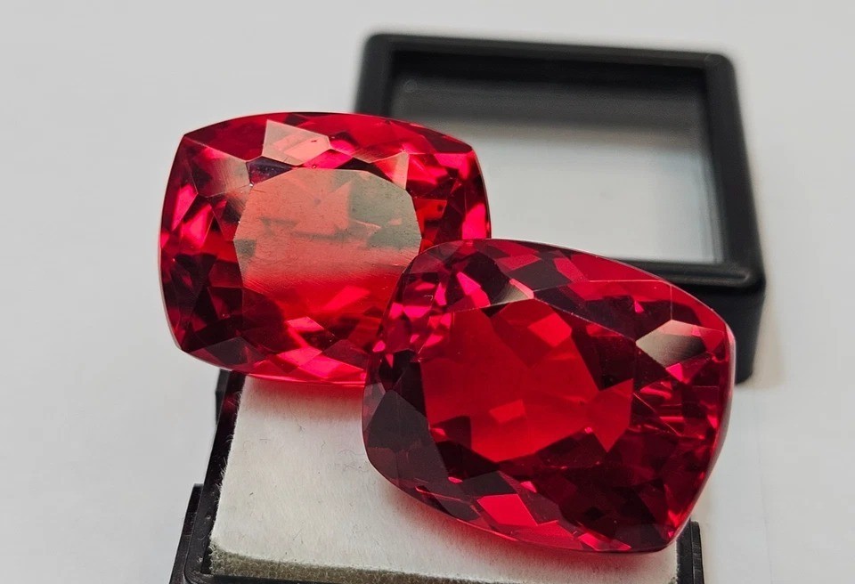 NATURAL Red Ruby Cushion Cut 53-55 Ct Pair Earring Making Loose GEMSTONE