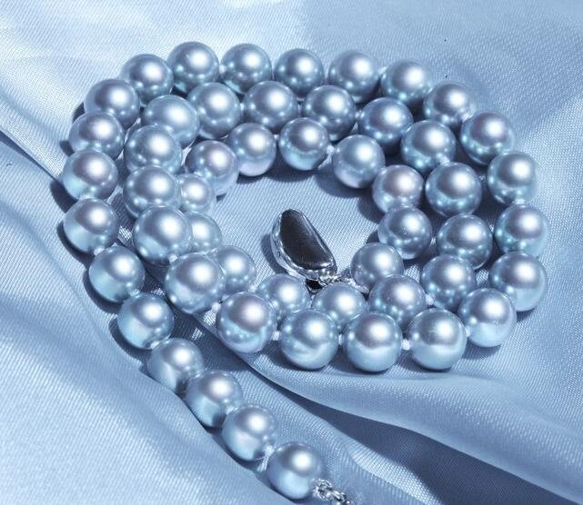 Suberb 17″10-11mm South Sea Genuine Pale Silver Gray Round Pearl Necklace 6638