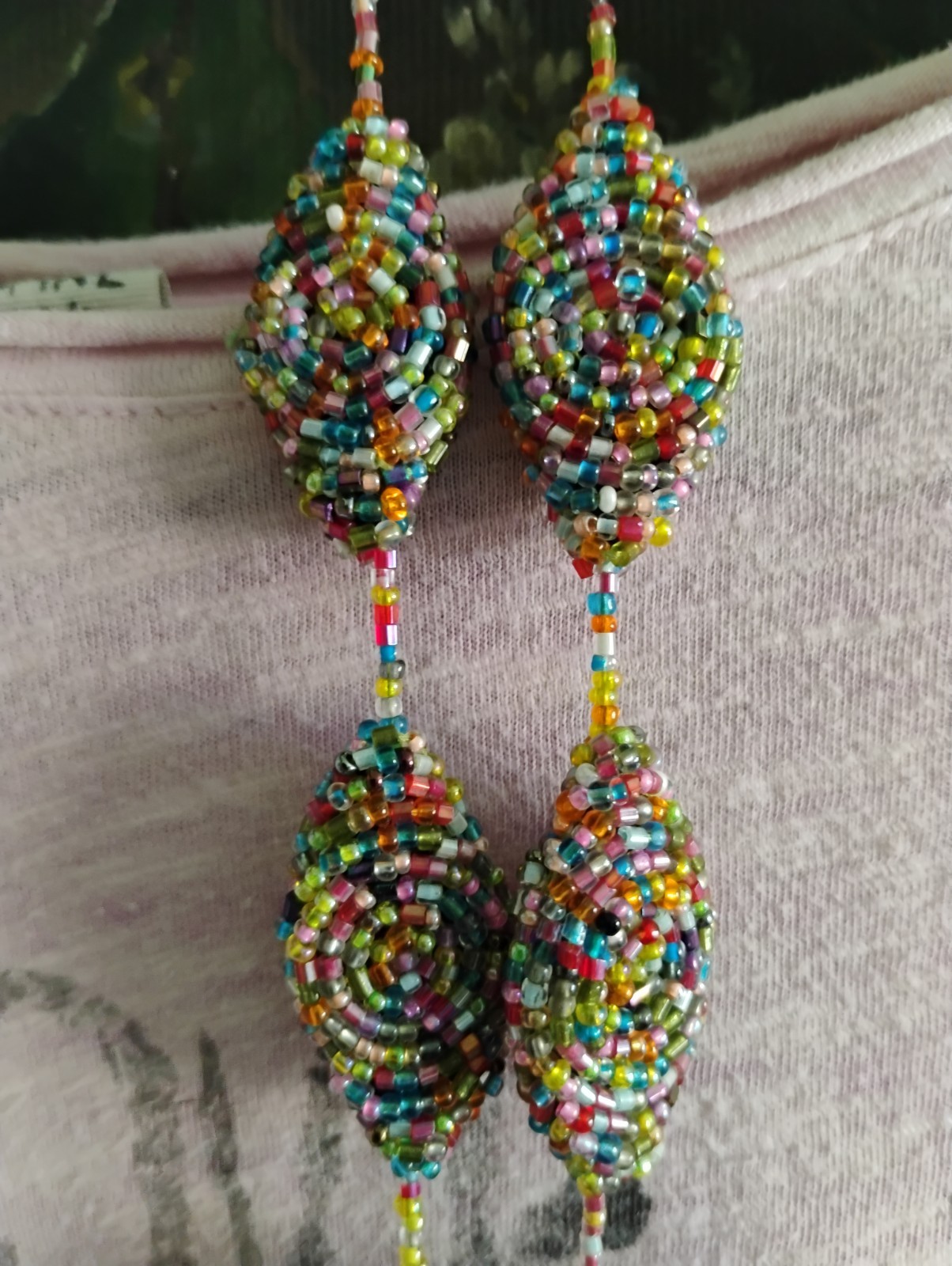 Stunning Antique Medal With Vintage Seed Beads Tassel Necklace Original