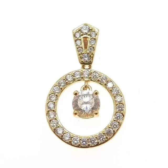 2 Ct Round Cut Moissanite Fancy Women’s Pendant 14K Yellow Gold Plated