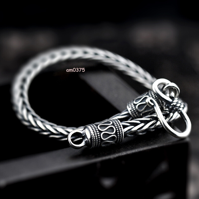 Real 925 Sterling Silver Women Men’s Round Wheat Link Keel Bracelet 7.1-8.26inch
