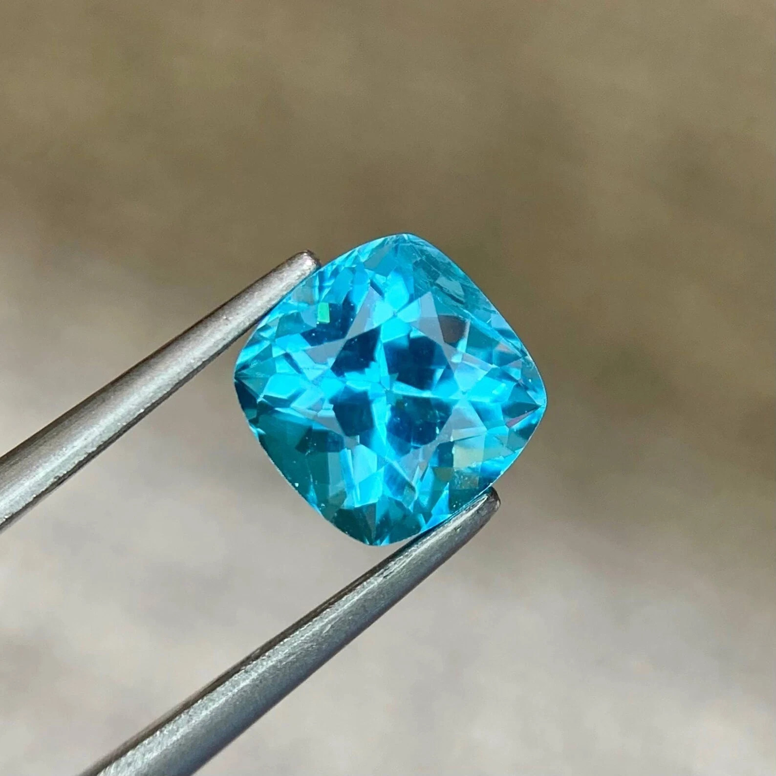 Certified 11 Ct Natural Neon Blue Paraiba Tourmaline Cushion Cut Loose Gemstone