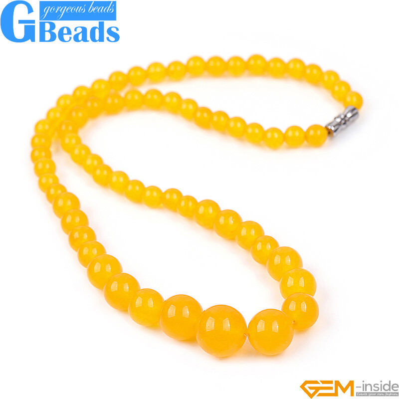 Assorted Natural Gemstone Beaded Necklace Jewelry 6–14mm Graduated Beads Strand