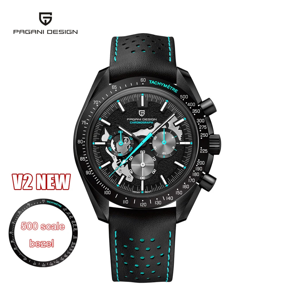 Men’s Moon Chronograph Quartz Watch Sapphire Waterproof Wristwatch