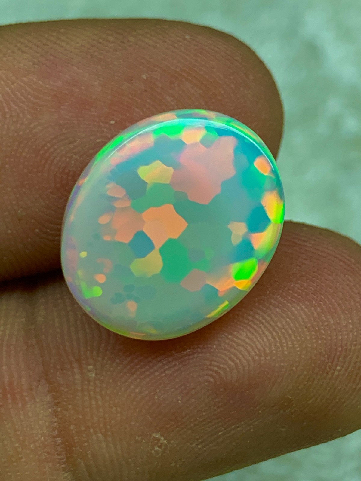 Natural Ethiopian Welo Opal 9.4ct Oval Cabochon Honeycomb Pattern Loose Gemstone