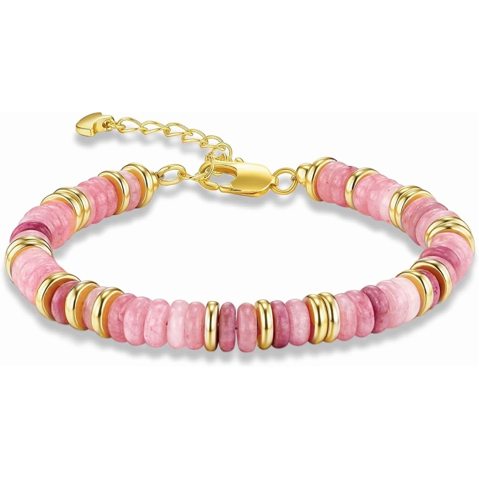 Gold Tone Multicolor Disc Beaded Bracelet Women Simulated Stone Jewelry Gift Set