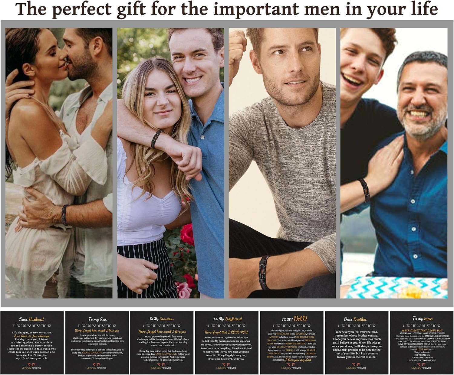 To My Son Bracelet from Dad Gifts for Son Men Leather Bracelets for Teen Gift