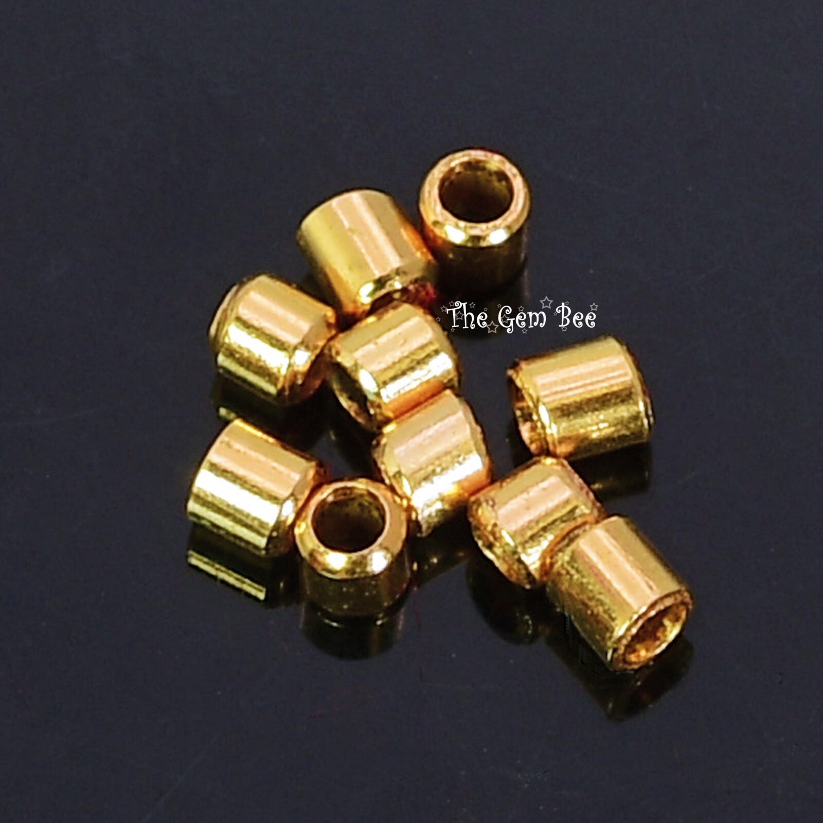 1.5MMx1.5MM 18k Solid Yellow Gold Crimp Tube Beads (10)
