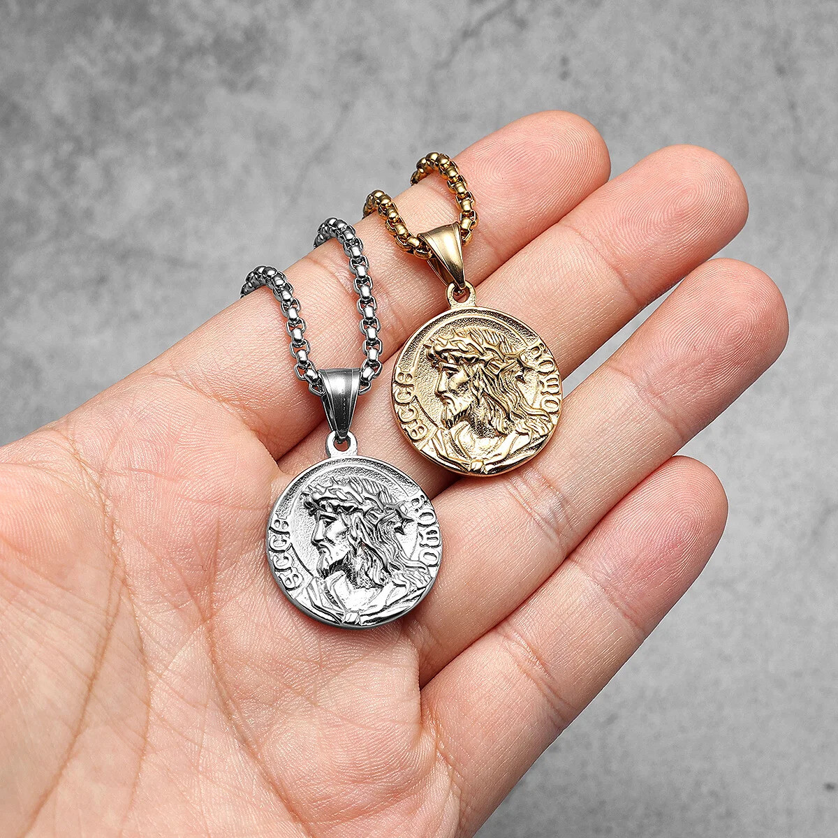SCULPT RINGS™ Christian Jesus Pendant with 60 cm Chain Steel Necklace Crucifix