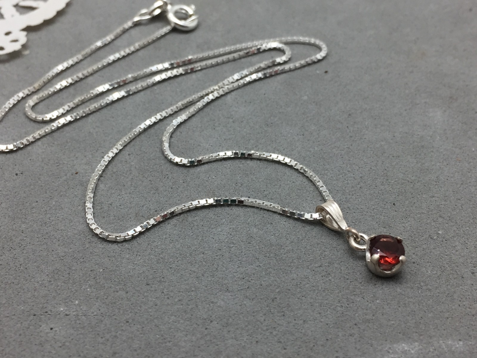 Dainty 5mm Round Spessartine Garnet Pendant Sterling Silver Solitaire Faceted