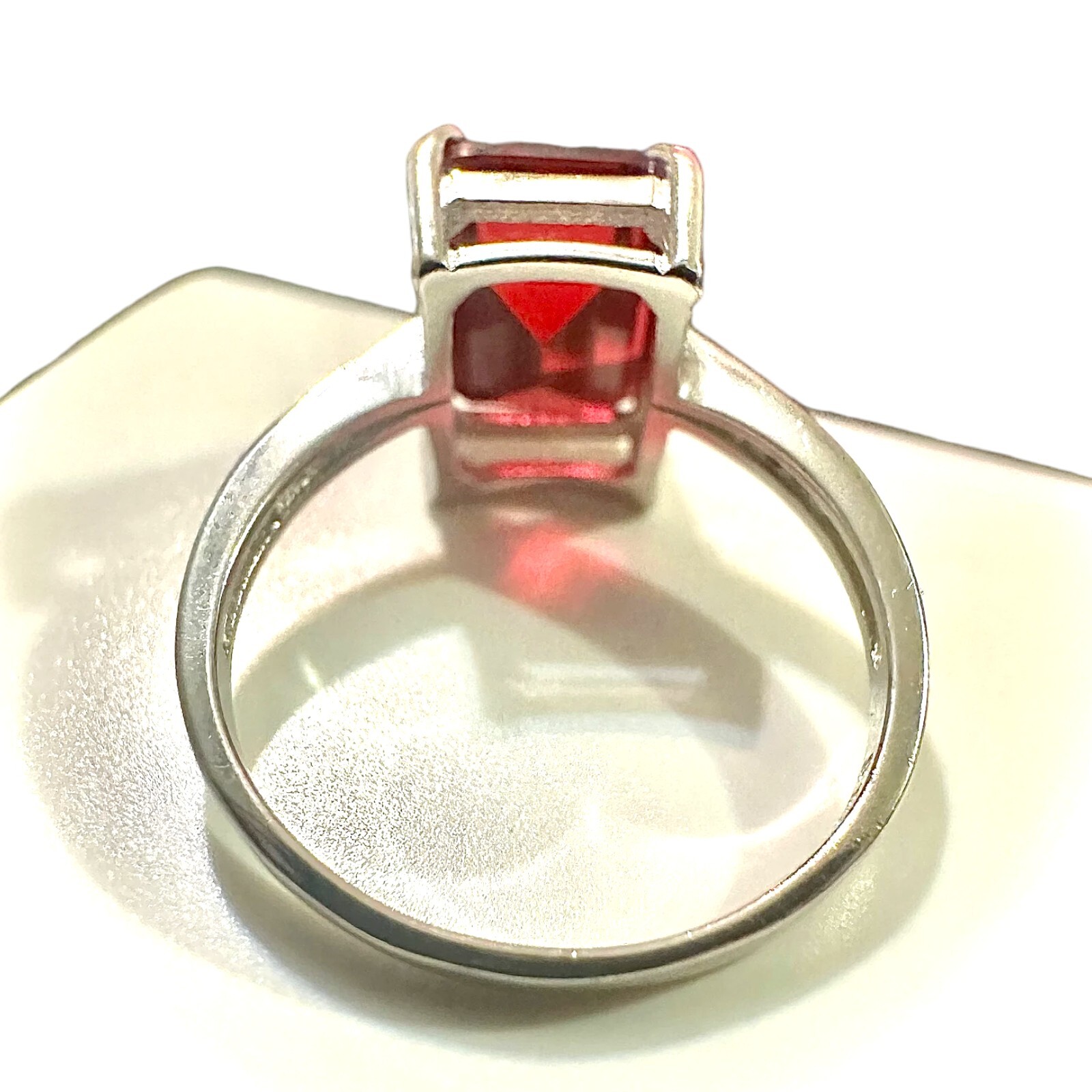Ruby Ring 925 Sterling Silver Jewelry Emerald Cut Size 6 7 8 9 lab-created